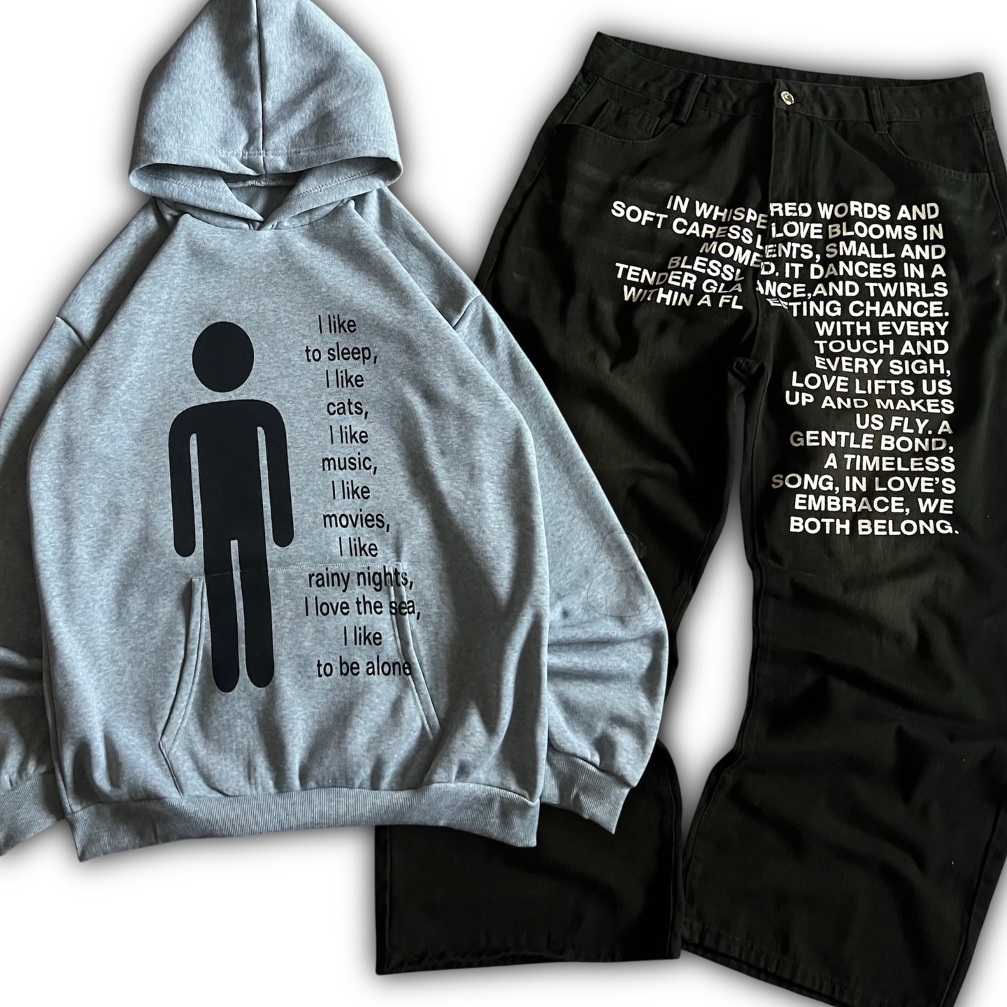 Men'S Fashion Hoodies - Jeans à motif lettres américain Y2K,