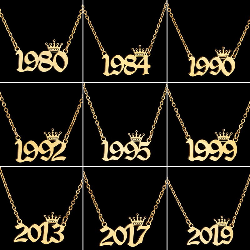 Men'S Fashion Year 2000 - Colliers couronne en acier inoxydable avec