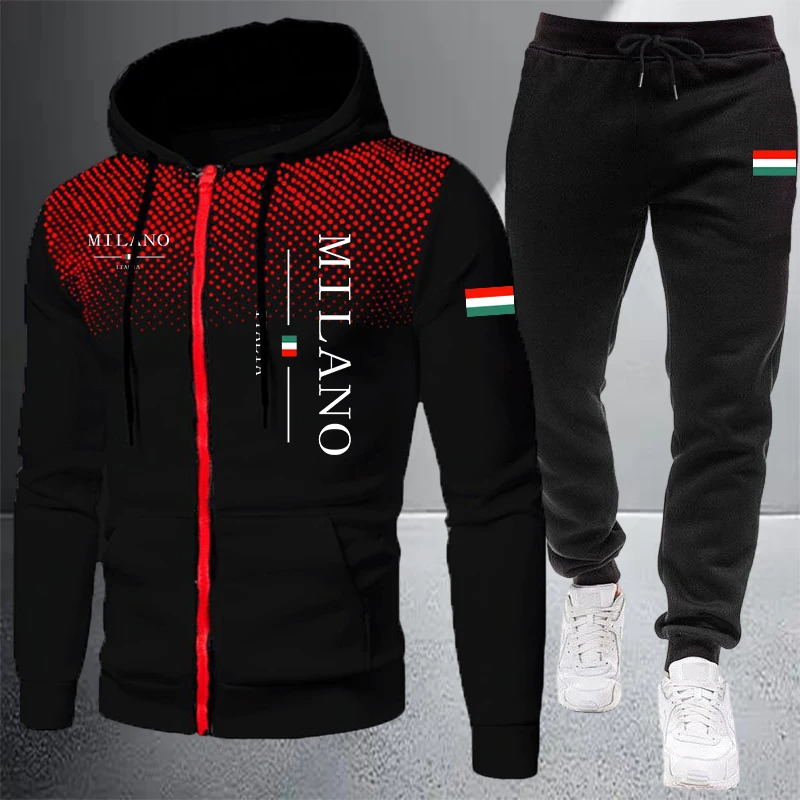 Mens Fashion Zip Up - Ensemble de survêtement sport décontracté haut