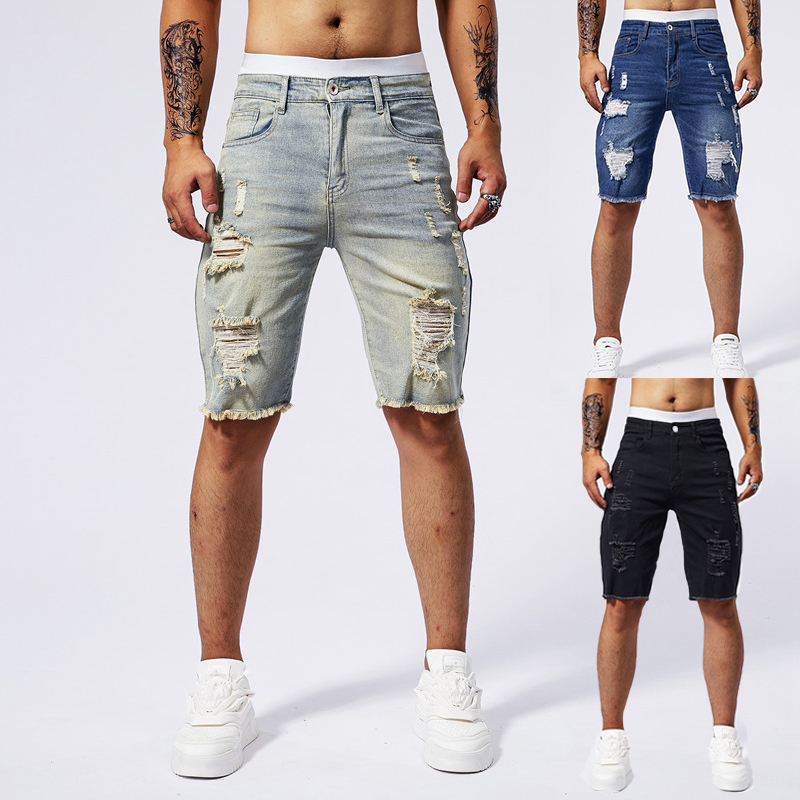 Men Fashion Jeans - Short en Denim déchiré pour hommes,