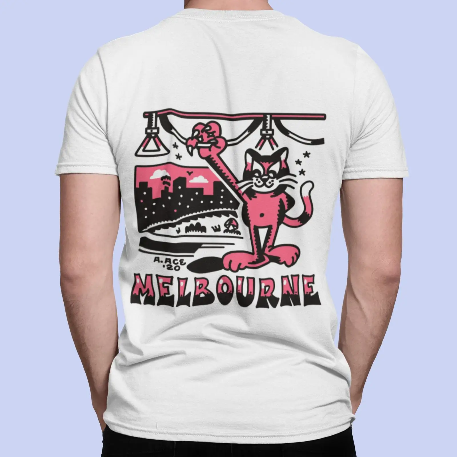 Mens Fashion Melbourne - T-shirt Melbourne Tram, motif chat psychédélique,