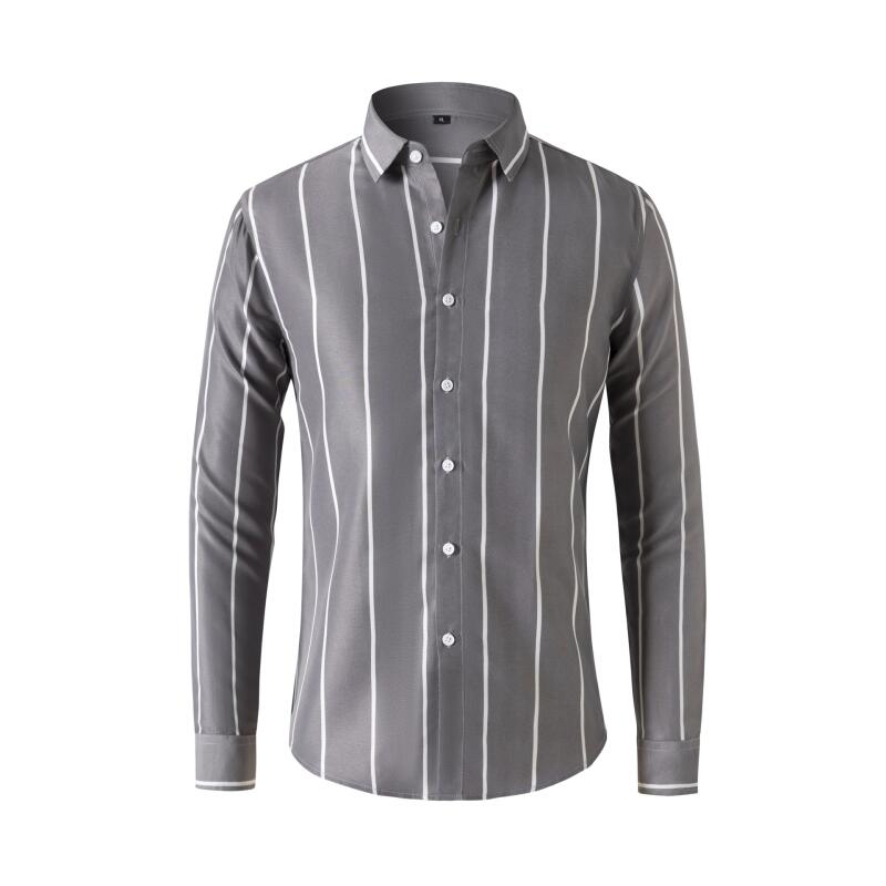 Mens Fashion Dress - Chemise habillée rayée pour homme, manches