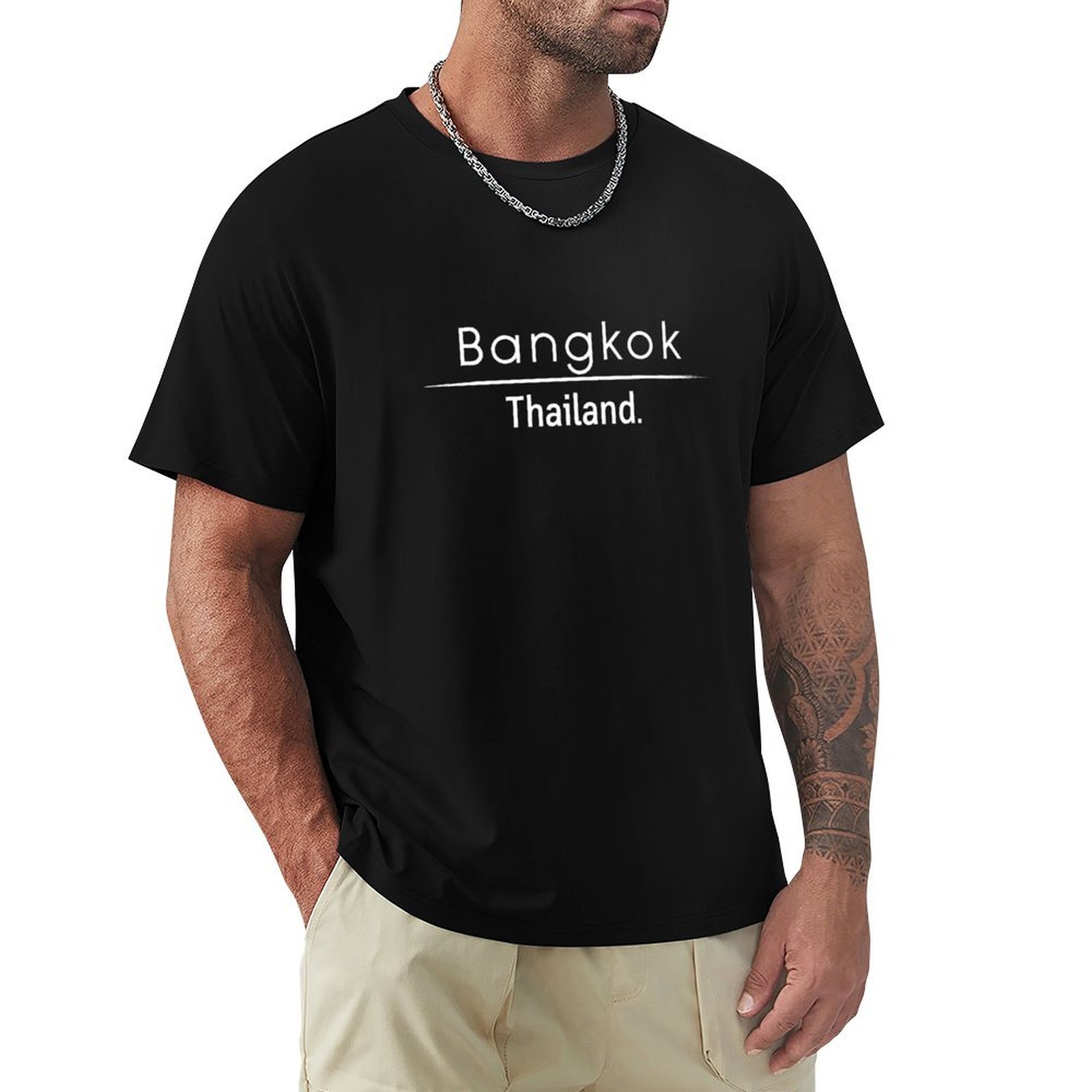 Mens Fashion Bangkok - T-shirt Bangkok Thaïlande, imprimé tendance, décontracté,