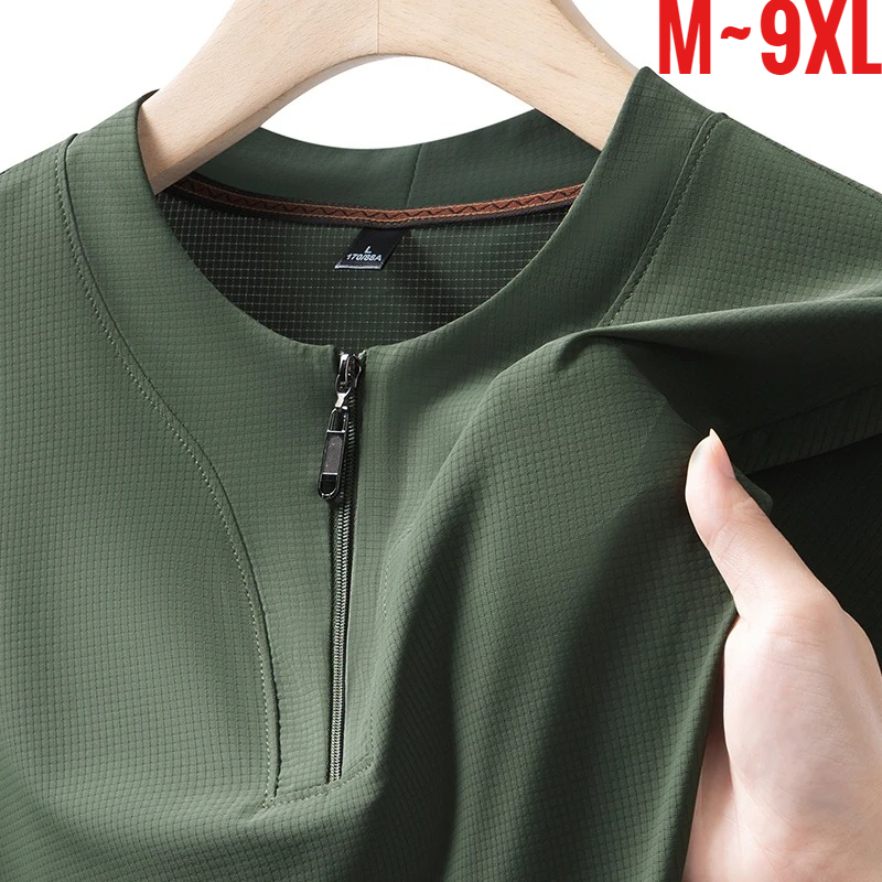 Mens Fashion Zip Up - T-shirt Henley Homme Grande Taille 9XL