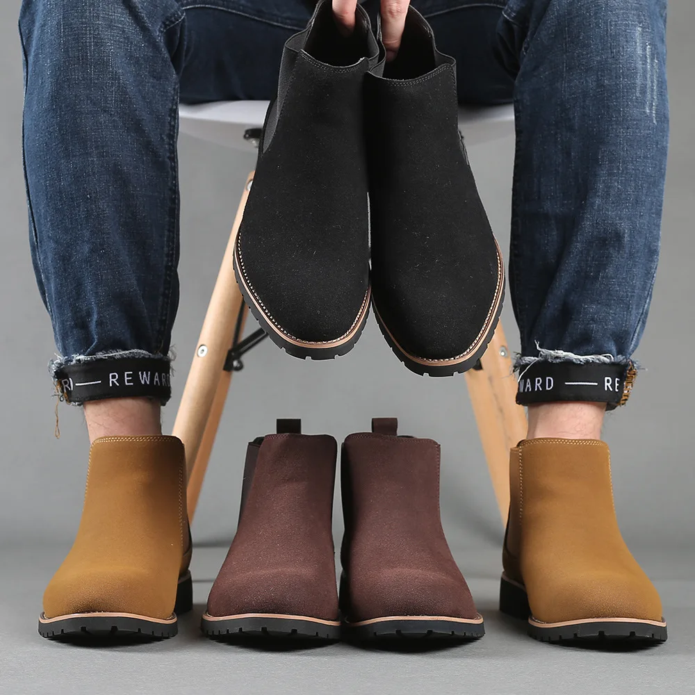 Mens Fashion Dress - Hommes bottines Style britannique daim cuir