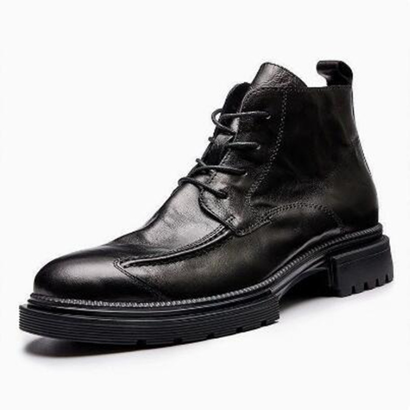 Mens Fashion Show - Bottes Rétro en Cuir pour Hommes,