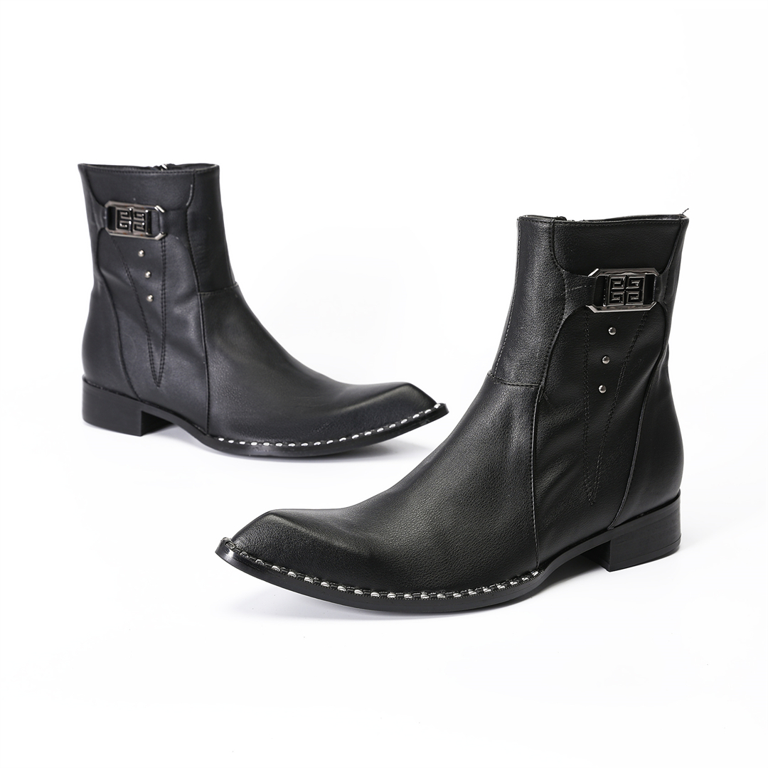 Bottines en cuir véritable à b - Mens Fashion Dress avis et prix