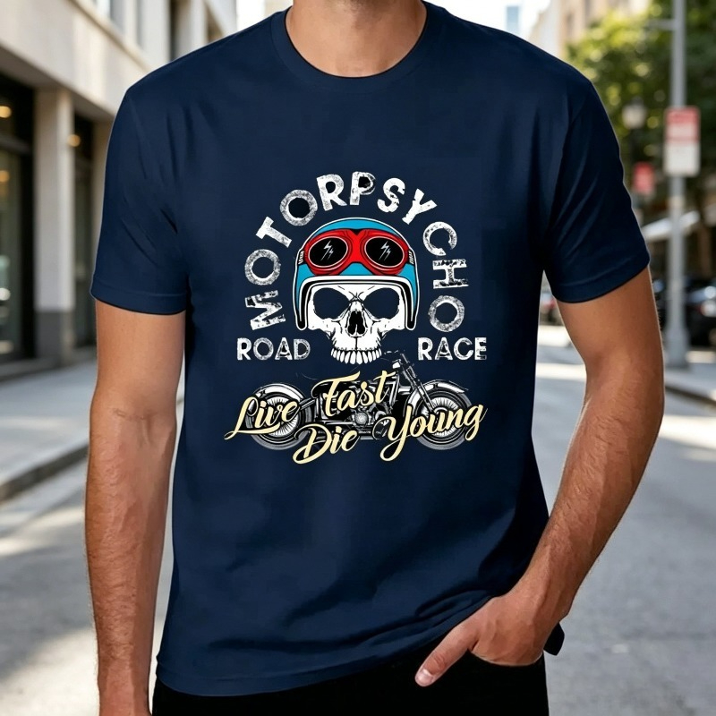 T-shirt Motopsyco Biker Skull  - Men'S Fashion Quotes avis et prix