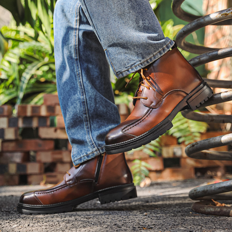 Bottes Rétro en Cuir pour Homm - Mens Fashion Show avis et prix