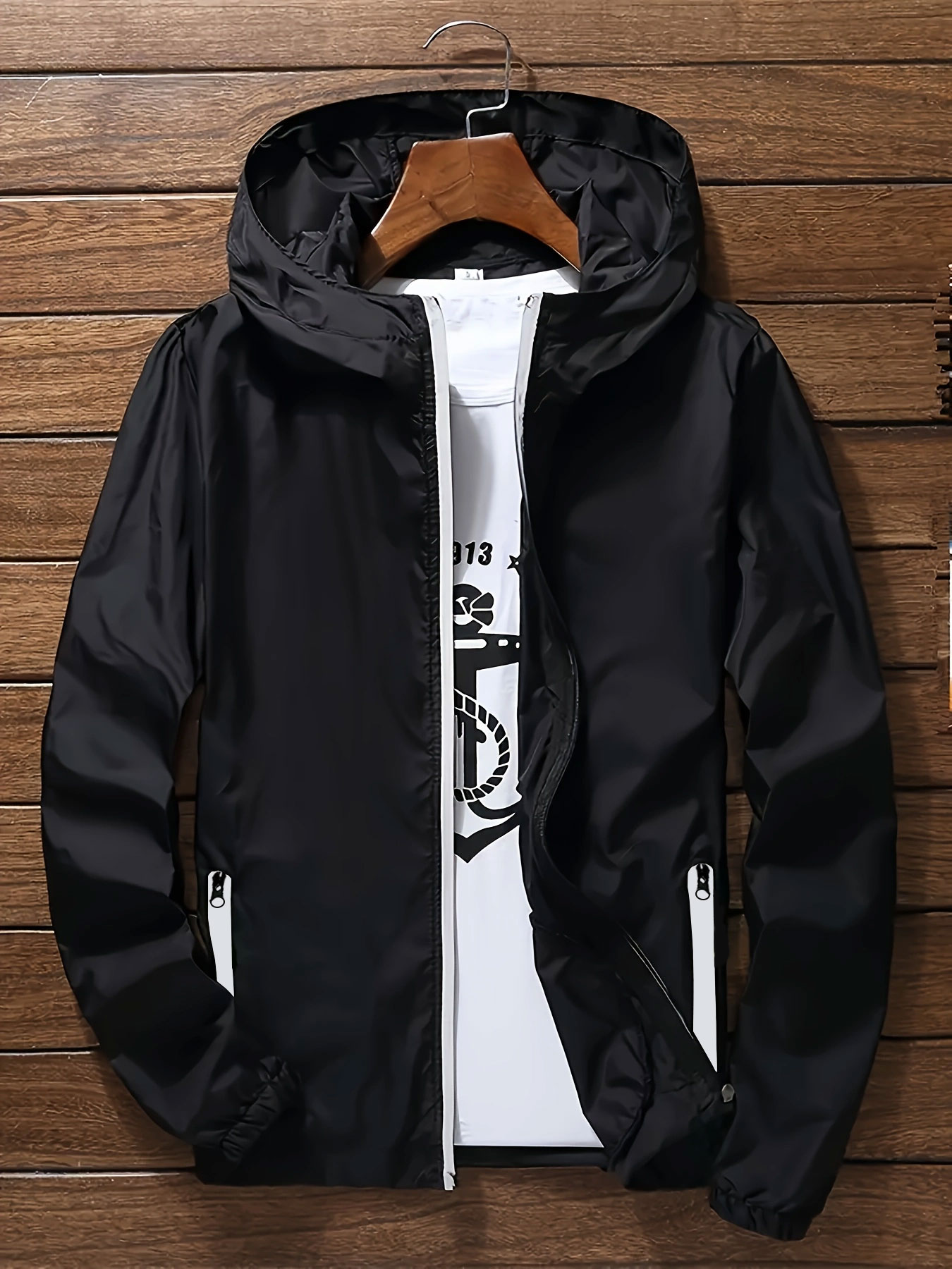 Veste coupe-vent légère à capu - Mens Fashion Zip Up avis et prix