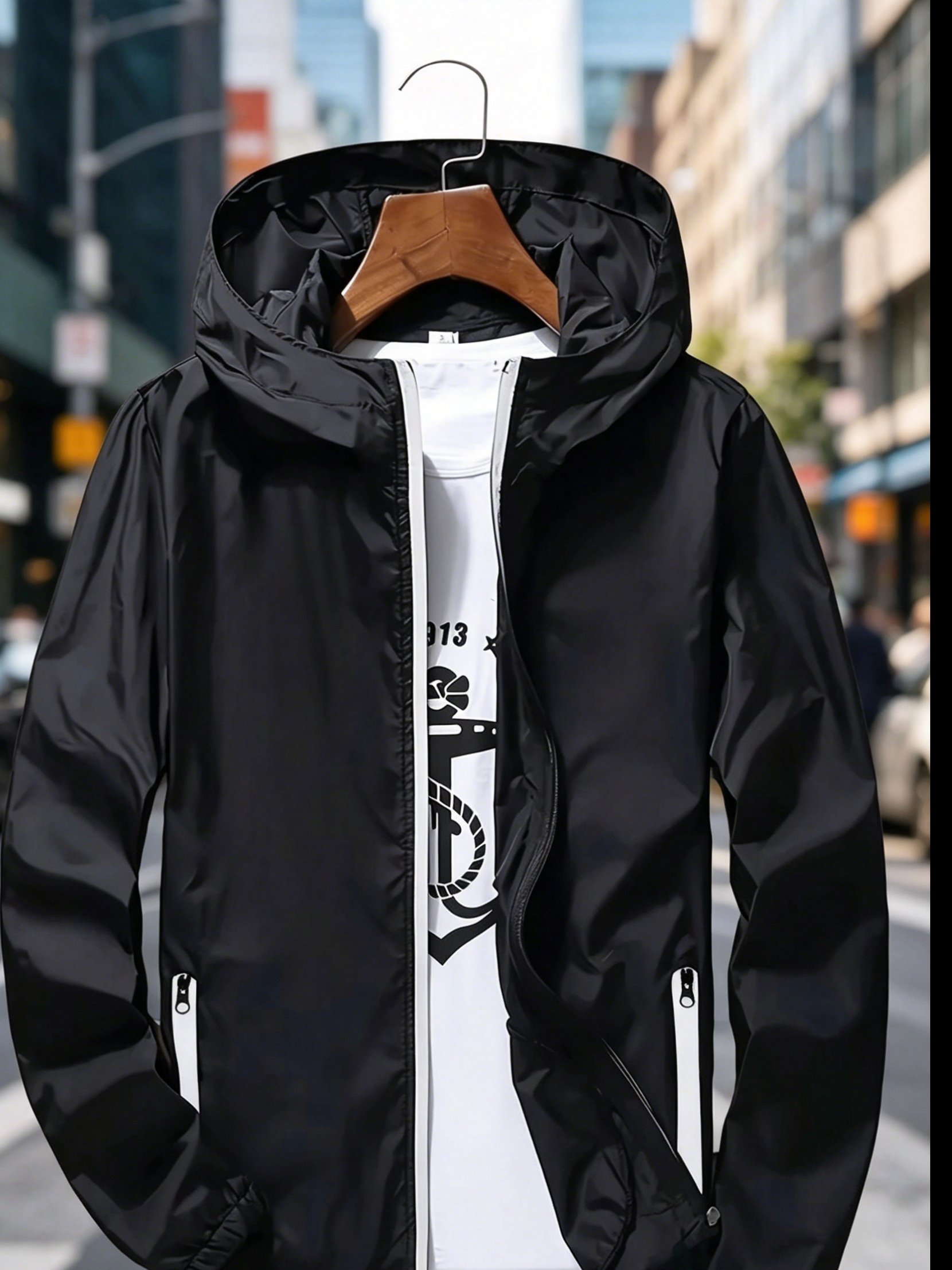 Veste coupe-vent légère à capu - Mens Fashion Zip Up avis et prix