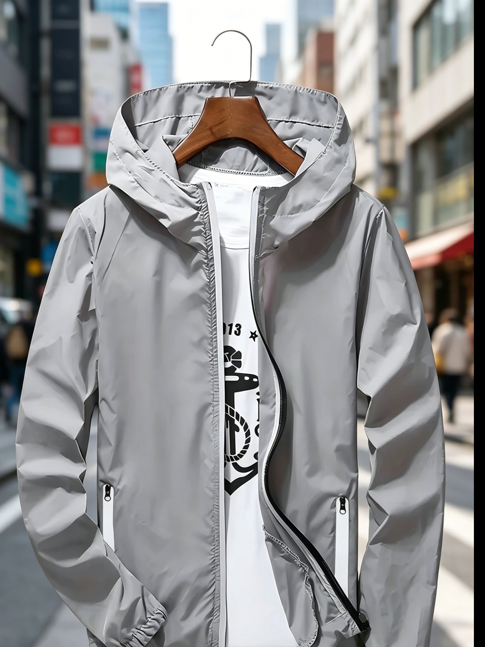 Veste coupe-vent légère à capu - Mens Fashion Zip Up avis et prix